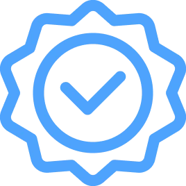 Icon of a blue checkmark inside a circular blue badge.