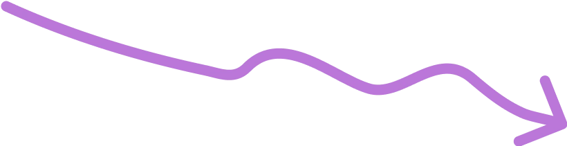 Purple graph line trending downward with an arrow pointing down toward the bottom right.